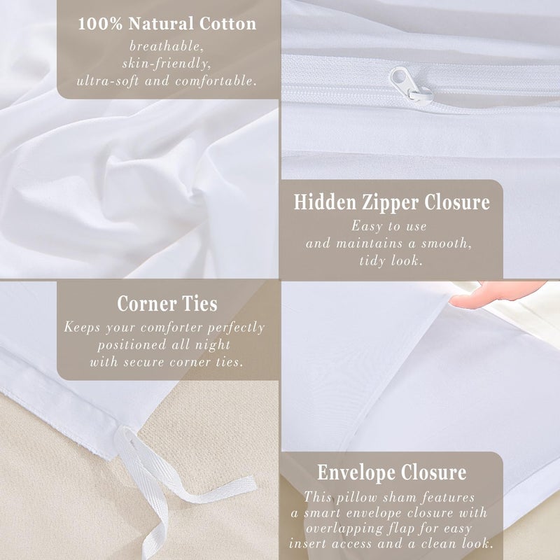 Colourful Snail 100-Percent Cotton Duvet Cover Set, Hidden Zipper Closure, Ultra Soft, Easy Care and Durable, Simple Bedding Style, King, White (Comforter Not Included) - Image 5